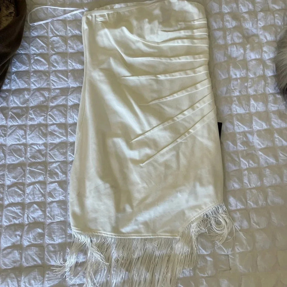 Lulus white strapless fringe mini dress - Picture 2 of 10